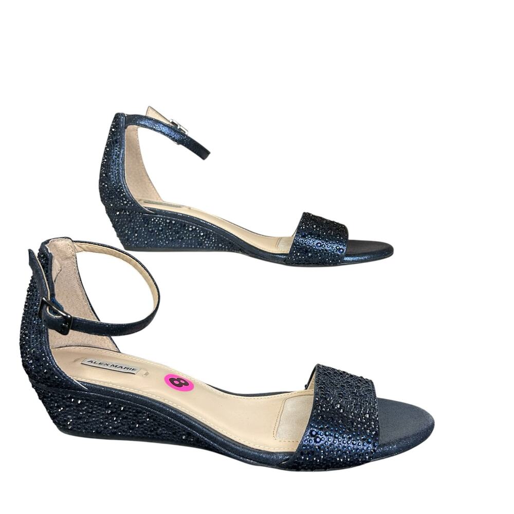 Alex Marie Rhinestone Sandals Women Size 8M Blue Sparkle Formal Glam Event Shoes